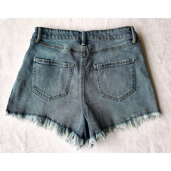 REWASH Super High-Rise Denim Jean Shorts - Distressed Cutoffs- Juniors S… - Picture 2 of 9